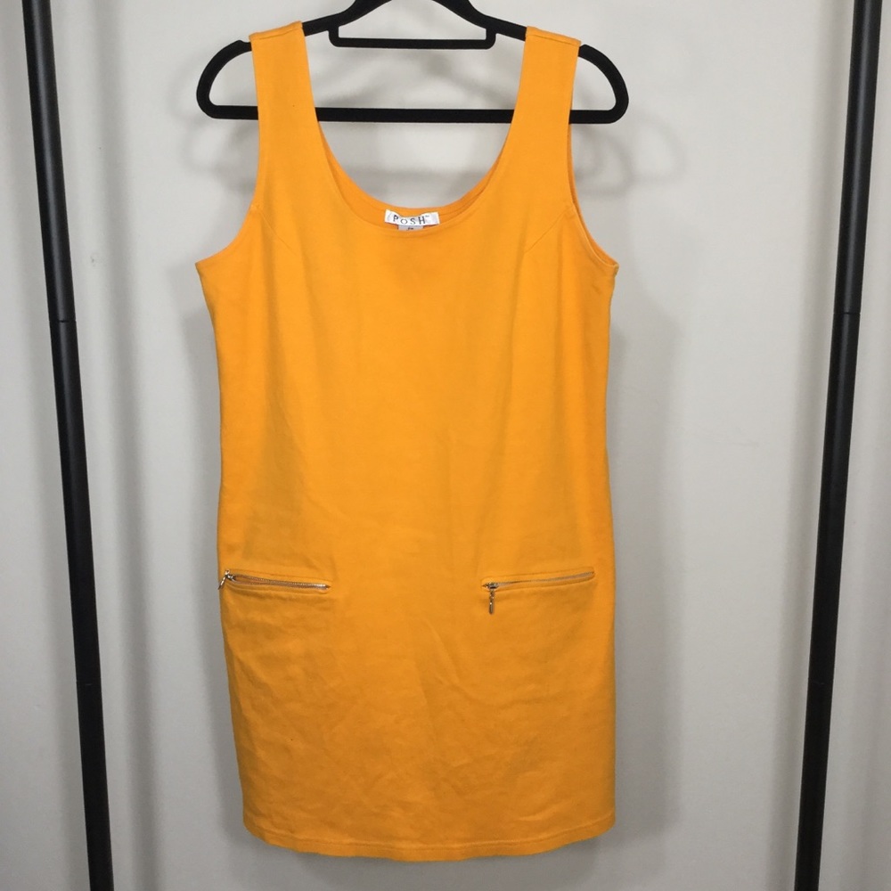 Mustard Sleeveless Zipper Pocket Top